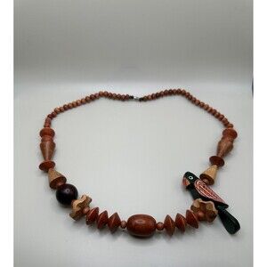 1970s Chunky Wood Beaded‎ Necklace